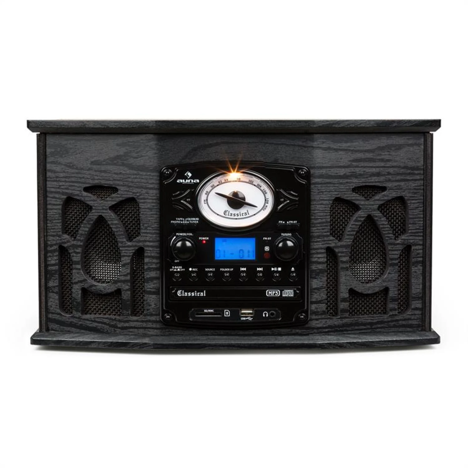 NR-620 Stereoanlage Plattenspieler MP3-Aufnahme Holzgehäuse Schwarz 5 NR-620 Stereoanlage Plattenspieler MP3-Aufnahme Holzgehäuse Schwarz – Bild 3