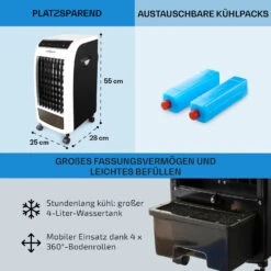 Carribean Blue 3-in-1 Luftkühler 402 M3/h 70 W 4 Ltr Oszillation Mobil -Haushaltsgeräte Store 10028181 de 0006 usp