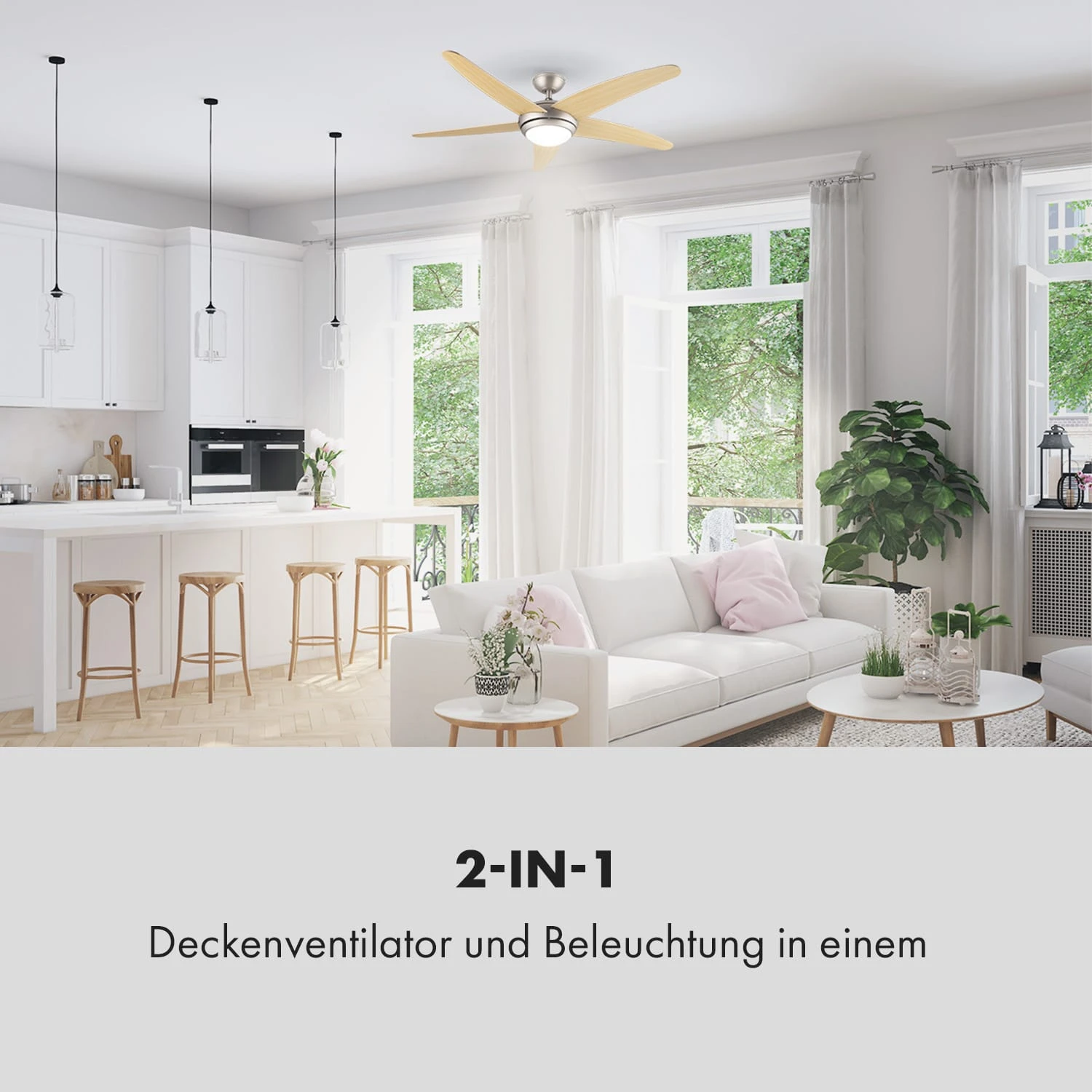 Bolero 2-in-1-Deckenventilator Leuchte 55W 10212m³/h Fernbedienung 4 Bolero 2-in-1-Deckenventilator Leuchte 55W 10212m³/h Fernbedienung – Bild 2