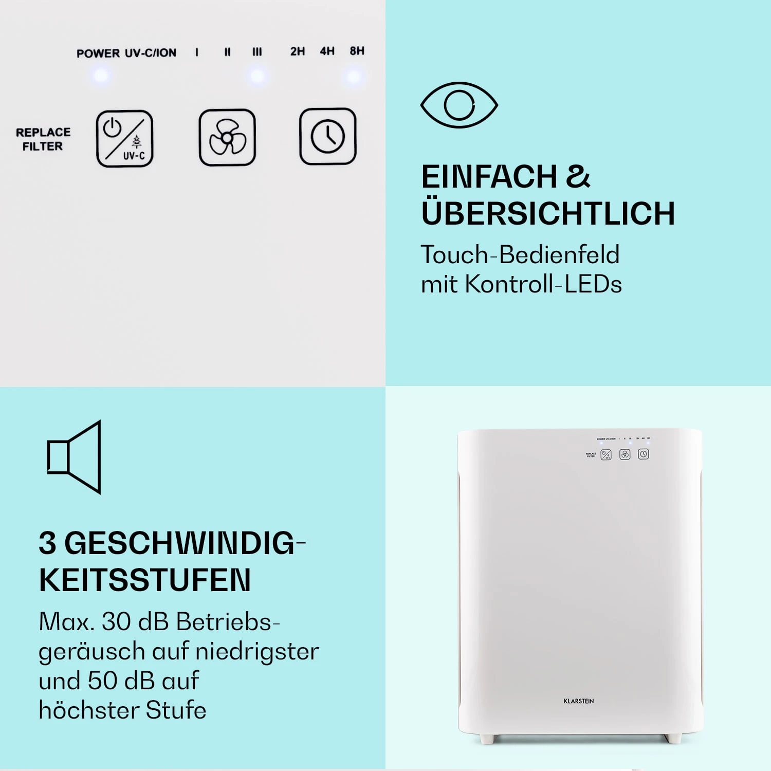 Vita Pure 2G 5-in-1 Luftreiniger HEPA-13 50 M² 30 Db 55 W UV-C Touch 7 Vita Pure 2G 5-in-1 Luftreiniger HEPA-13 50 M² 30 Db 55 W UV-C Touch – Bild 5