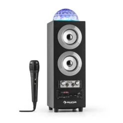 DiscoStar Portabler 2.1-Bluetooth-Lautsprecher USB Akku LED Mikro