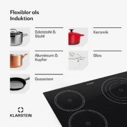 Virtuosa Keramikkochfeld Einbauherd 6500W 59x52cm 4 Zonen Glaskeramik 17 Virtuosa Keramikkochfeld Einbauherd 6500W 59x52cm 4 Zonen Glaskeramik -Haushaltsgeräte Store 10029239 de 0007 usp