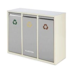 Ordnungshüter 3 Mülleimer Mülltrenner 45L (3 X 15 L) Cremebeige -Haushaltsgeräte Store 10031320 yy 0006 front Klarstein Ordnungshueter 3 Muelleimer cremebeige