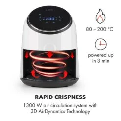 AirVital Heißluftfritteuse 1300W 2,5l CeraPlus-Antihaft Touch Weiß 14 AirVital Heißluftfritteuse 1300W 2,5l CeraPlus-Antihaft Touch Weiß -Haushaltsgeräte Store 10032331 yy 0004 logo Klarstein AirVital Heissluftfritteuse 1300W weiss reedit