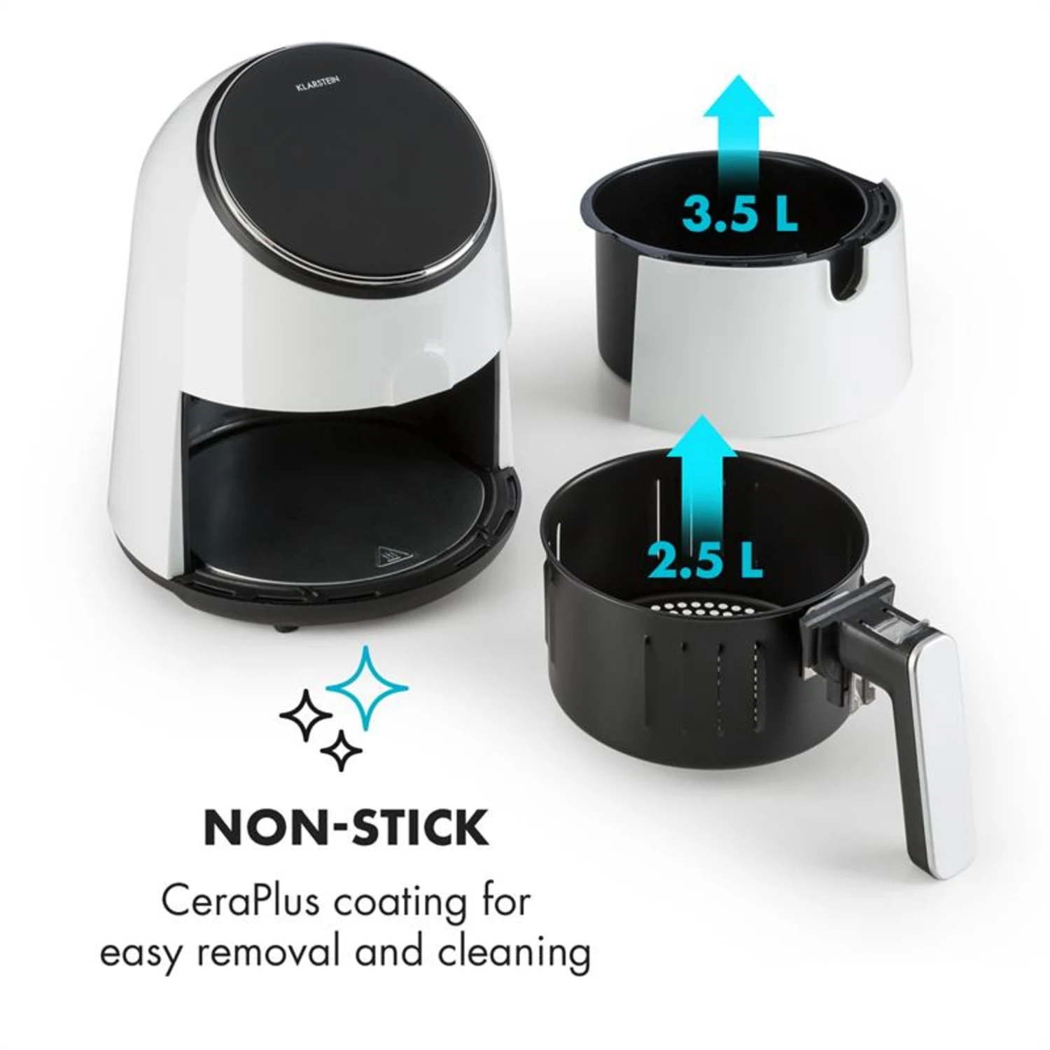 AirVital Heißluftfritteuse 1300W 2,5l CeraPlus-Antihaft Touch Weiß 8 AirVital Heißluftfritteuse 1300W 2,5l CeraPlus-Antihaft Touch Weiß – Bild 6