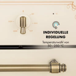 Victoria Einbaubackofen Retro-Design 9 Funktionen 50-250°C Elfenbein -Haushaltsgeräte Store 10032485 de 0005 logo