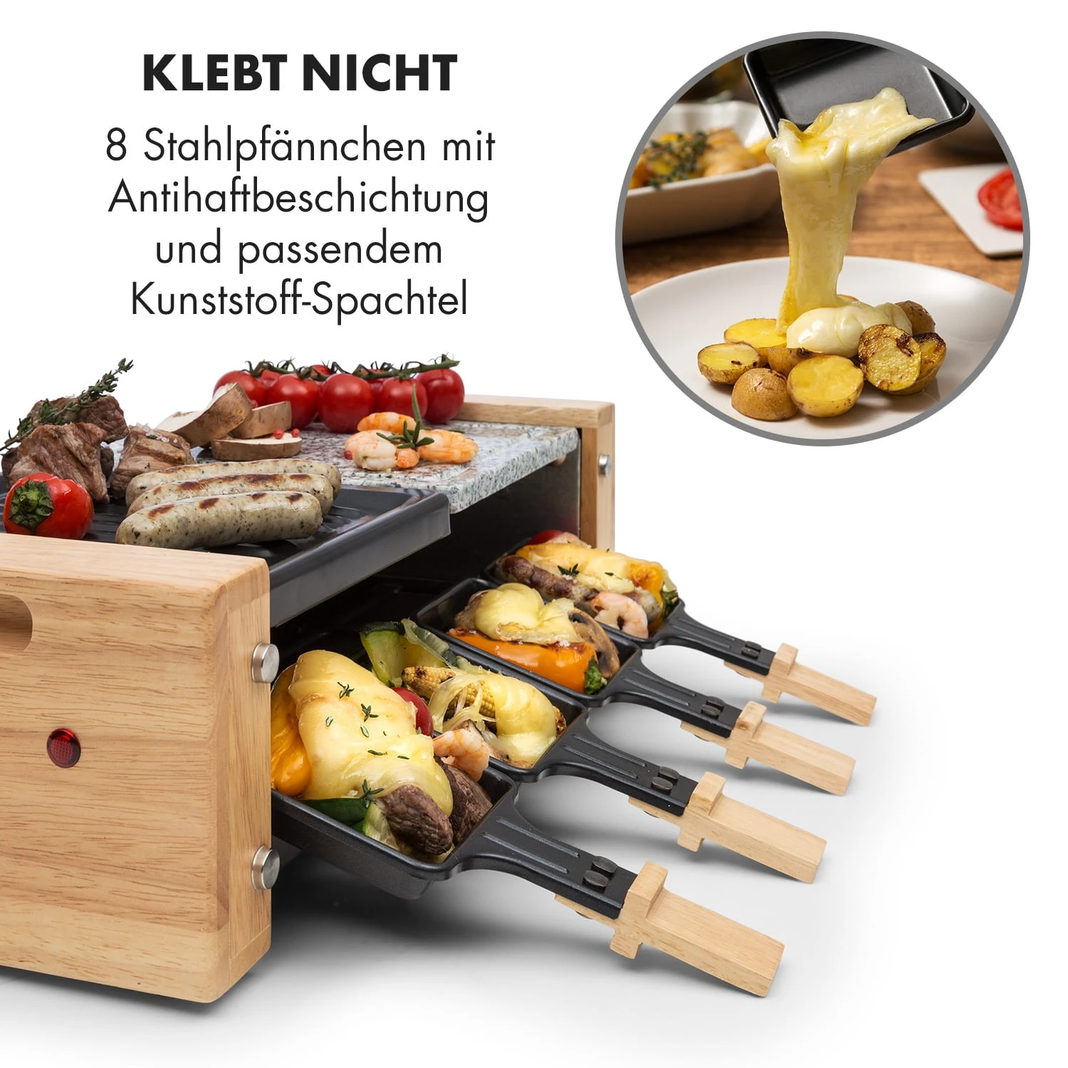 Chateaubriand Nuovo Raclette 1200W Aluminium / Stein 8 Personen Holz 6 Chateaubriand Nuovo Raclette 1200W Aluminium / Stein 8 Personen Holz – Bild 4