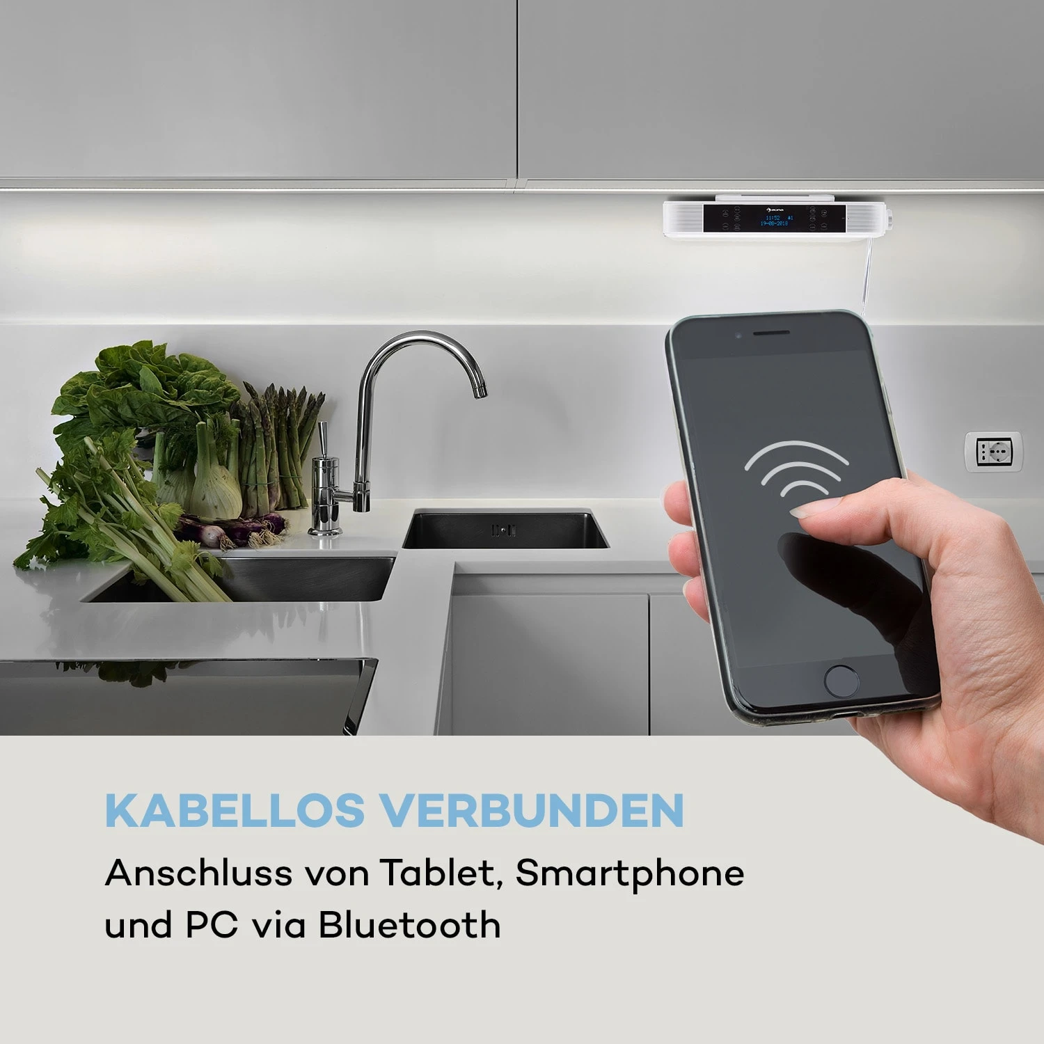 KR-140 Bluetooth Küchenradio DAB+/UKW Freisprechfunktion LED-Licht 6 KR-140 Bluetooth Küchenradio DAB+/UKW Freisprechfunktion LED-Licht – Bild 4
