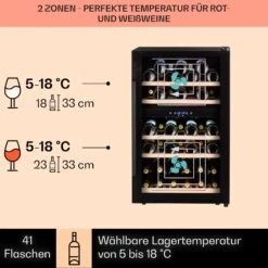 Barossa 40 Duo Weinkühlschrank 2 Zonen 41 Flaschen Glastür Touch LED -Haushaltsgeräte Store 10032924 de 0003 usp