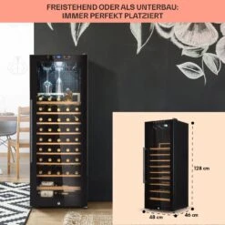 Barossa 54 Uno Weinkühlschrank 155 L 54 Flaschen Glastür Touch LED -Haushaltsgeräte Store 10032925 de 0006 usp