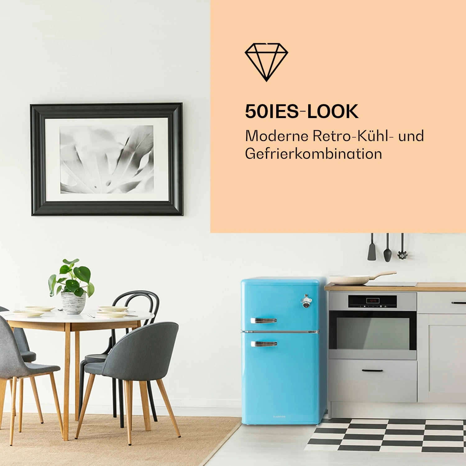 Irene Kühl- & Gefrierkombination 85 Liter Retro-Design 4 Irene Kühl- & Gefrierkombination 85 Liter Retro-Design – Bild 2