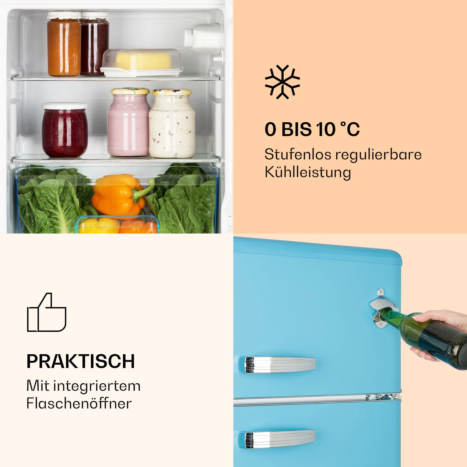 Irene Kühl- & Gefrierkombination 85 Liter Retro-Design 5 Irene Kühl- & Gefrierkombination 85 Liter Retro-Design – Bild 3