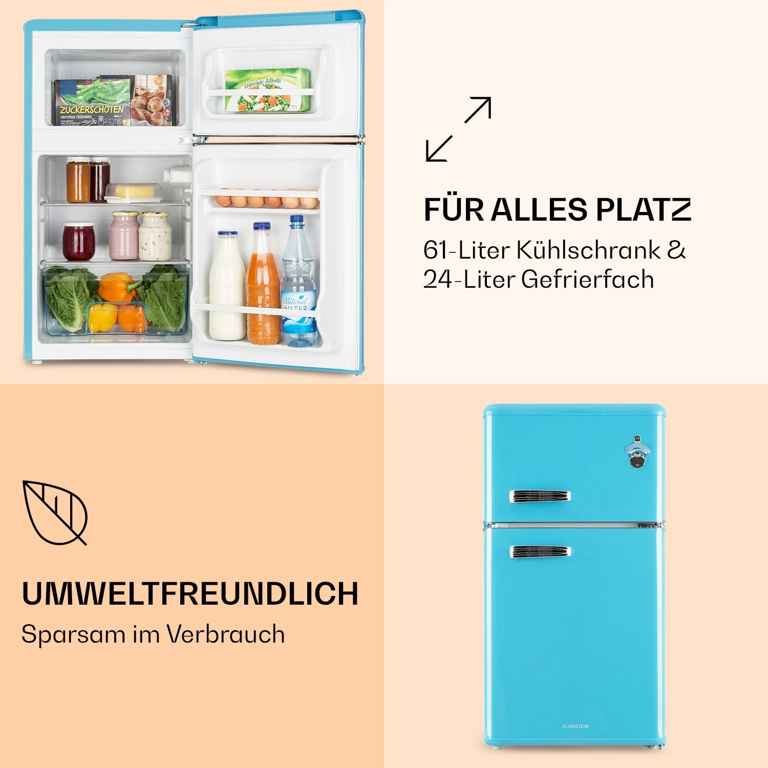 Irene Kühl- & Gefrierkombination 85 Liter Retro-Design 6 Irene Kühl- & Gefrierkombination 85 Liter Retro-Design – Bild 4