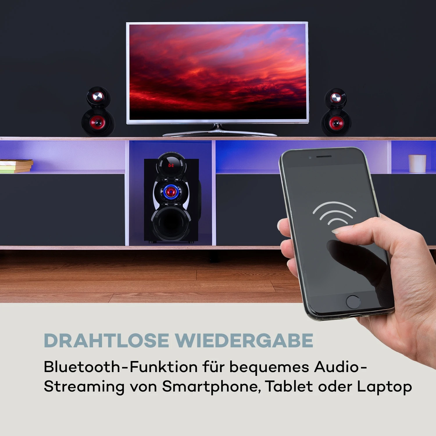 X-Gaming 5.1 Surround-Audiosystem 380Wmax. OneSide Subwoofer BT USB SD 6 X-Gaming 5.1 Surround-Audiosystem 380Wmax. OneSide Subwoofer BT USB SD – Bild 4