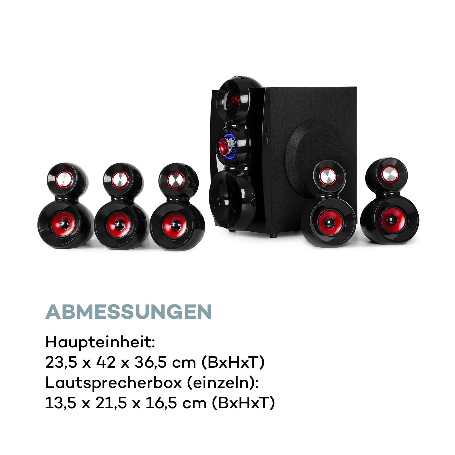 X-Gaming 5.1 Surround-Audiosystem 380Wmax. OneSide Subwoofer BT USB SD 12 X-Gaming 5.1 Surround-Audiosystem 380Wmax. OneSide Subwoofer BT USB SD – Bild 10