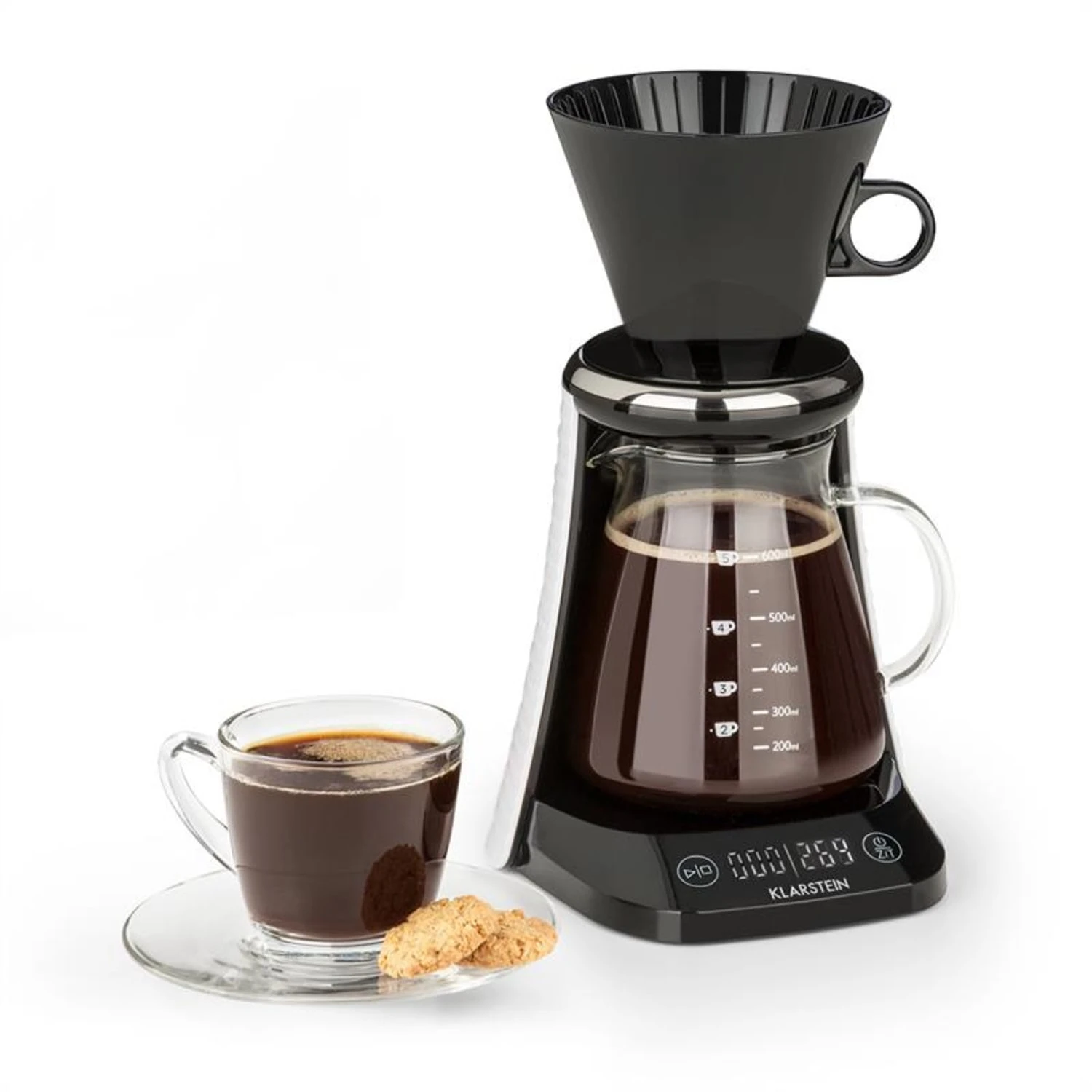 Craft Coffee Waage Timer Glaskanne Filteraufsatz 600ml Schwarz/weiß 3 Craft Coffee Waage Timer Glaskanne Filteraufsatz 600ml Schwarz/weiß