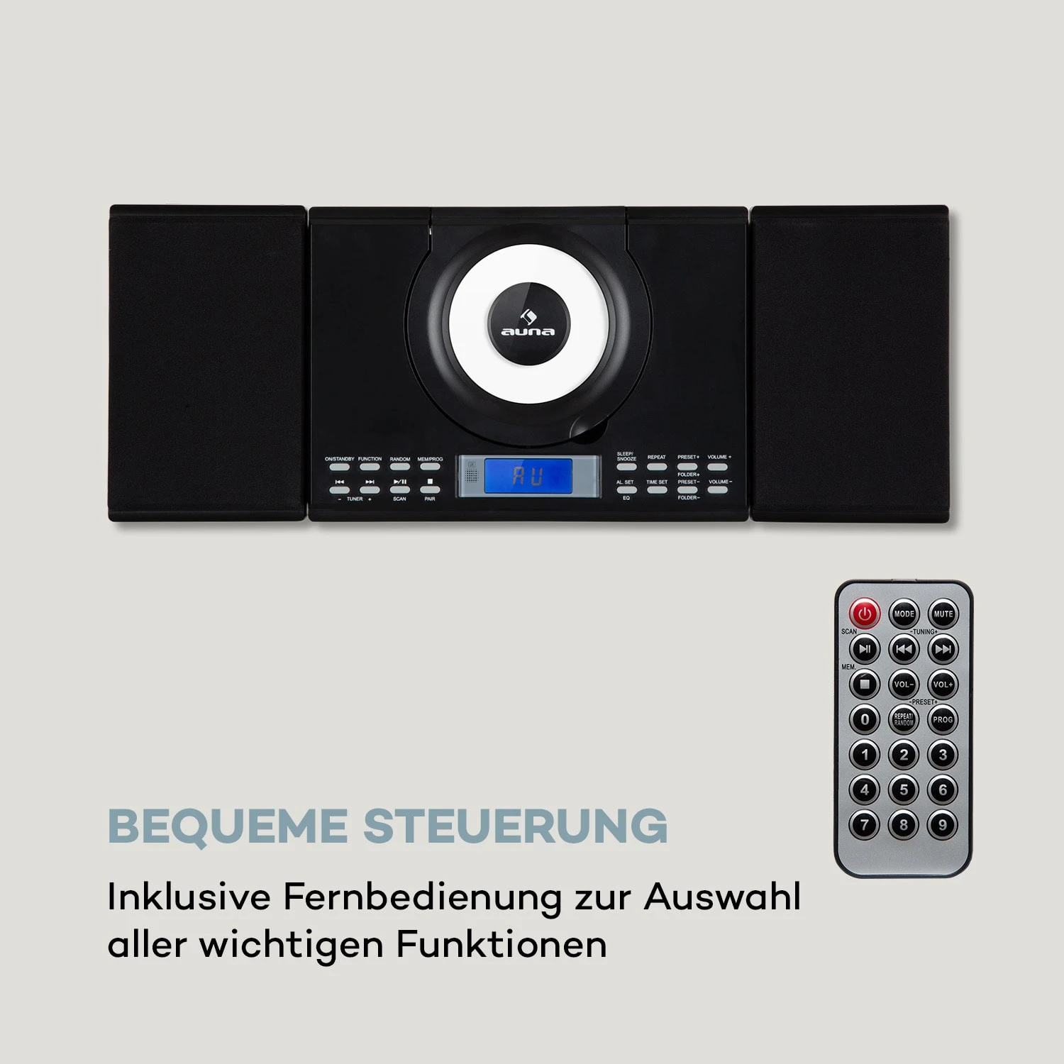 Wallie Microsystem CD-Player Bluetooth USB-Port Fernbedienung Schwarz 5 Wallie Microsystem CD-Player Bluetooth USB-Port Fernbedienung Schwarz – Bild 3
