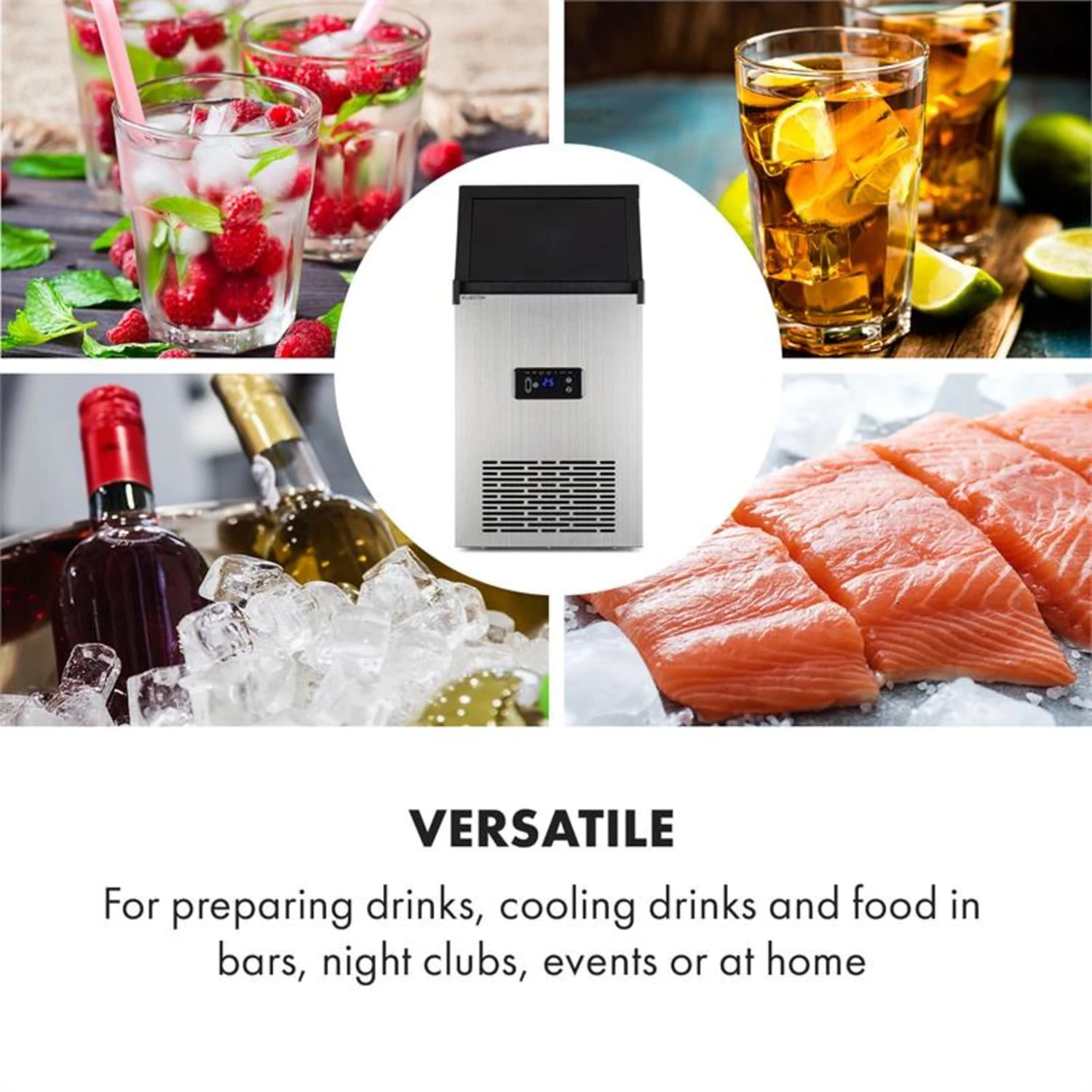 Glacial XL Profi-Eiswürfelmaschine 38kg/d 15l LED Edelstahl Schwarz 8 Glacial XL Profi-Eiswürfelmaschine 38kg/d 15l LED Edelstahl Schwarz – Bild 6