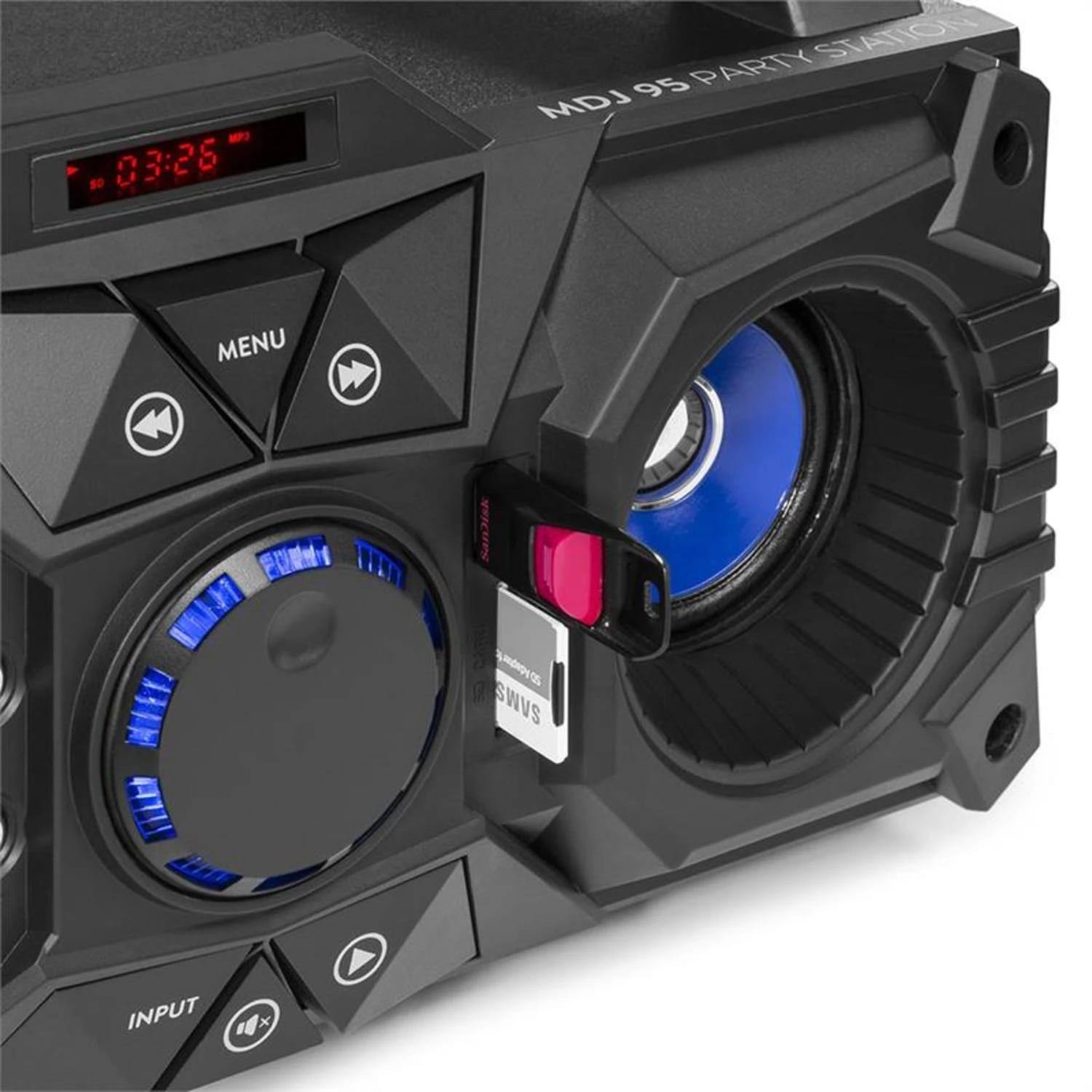 MDJ95 Party Station Bluetooth USB/SD/AUX Akku Schwarz 6 MDJ95 Party Station Bluetooth USB/SD/AUX Akku Schwarz – Bild 4
