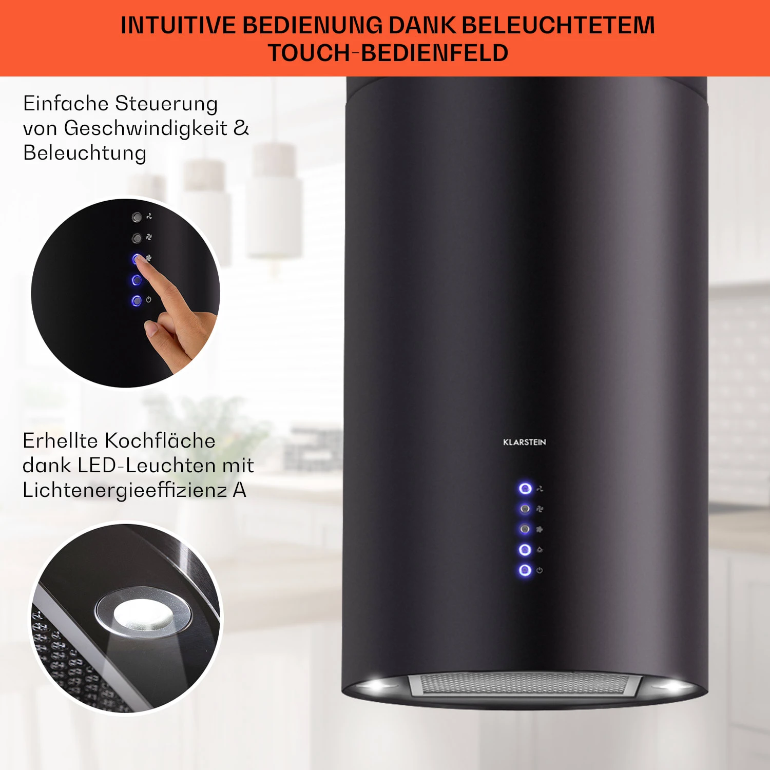 Beretta Inselabzugshaube Ø35cm 650m³/h LED Inkl. Aktivkohlefilter 6 Beretta Inselabzugshaube Ø35cm 650m³/h LED Inkl. Aktivkohlefilter – Bild 4