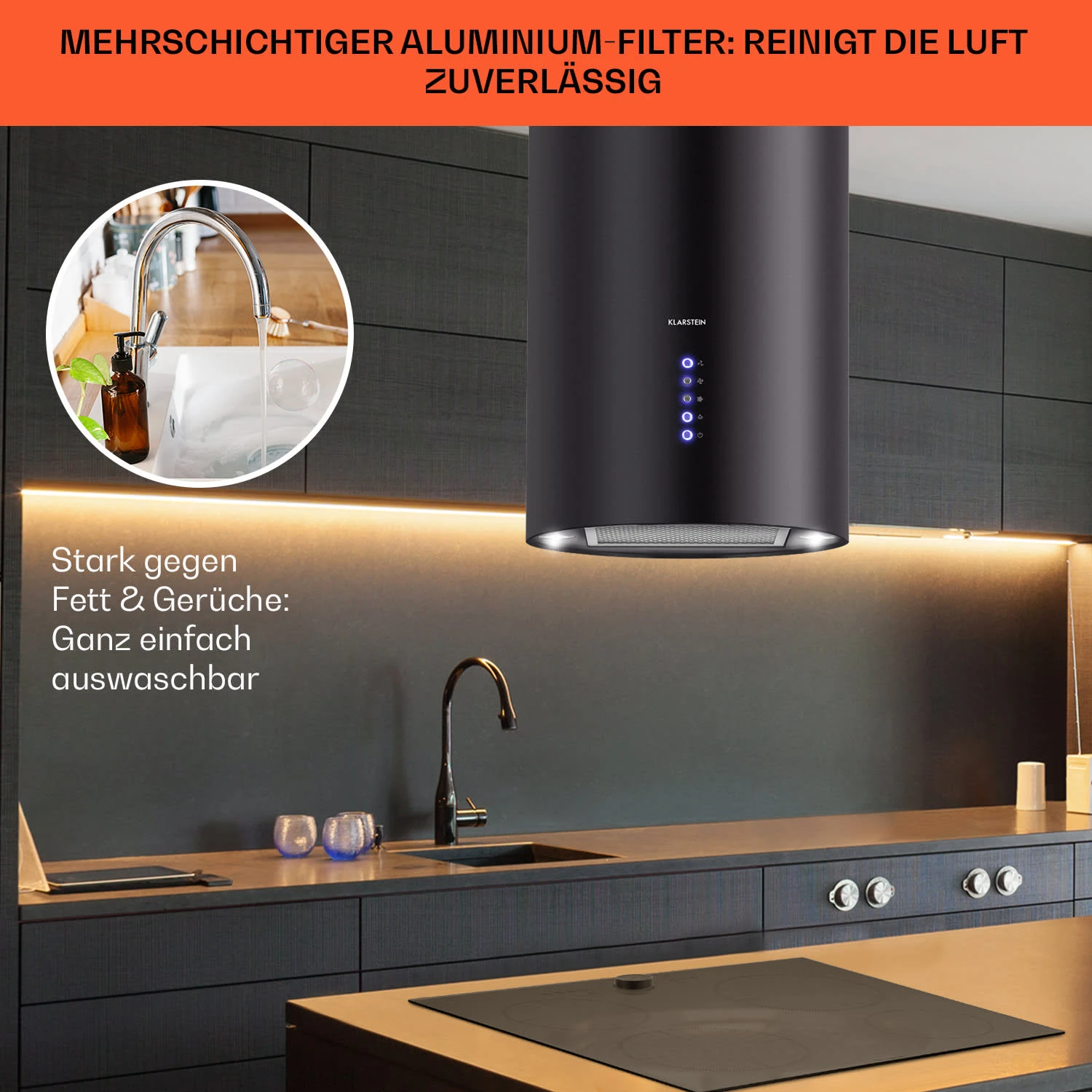 Beretta Inselabzugshaube Ø35cm 650m³/h LED Inkl. Aktivkohlefilter 8 Beretta Inselabzugshaube Ø35cm 650m³/h LED Inkl. Aktivkohlefilter – Bild 6