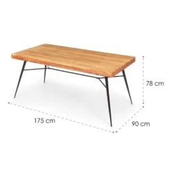 Vantor Esstisch Akazienholz Eisengestell 175 X 78 X 80 Cm Holz -Haushaltsgeräte Store 10034035 yy 0007 logo Besoa Vantor Esstisch 175x78x80 cm