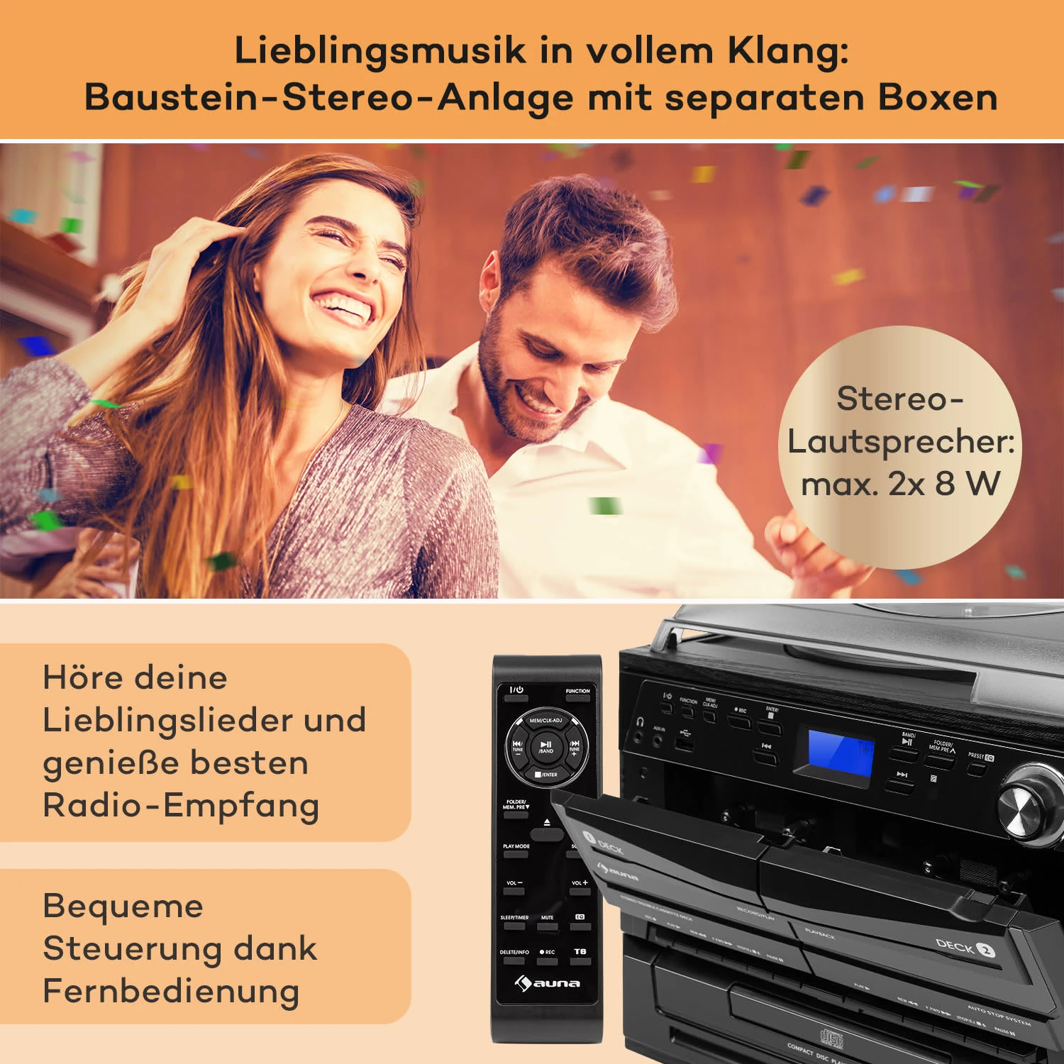 388-DAB+ Stereoanlage 20W Max. Vinyl CD Kassette BT FM/DAB+ USB 5 388-DAB+ Stereoanlage 20W Max. Vinyl CD Kassette BT FM/DAB+ USB – Bild 3