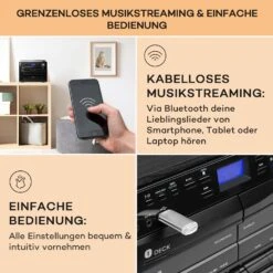 388-DAB+ Stereoanlage 20W Max. Vinyl CD Kassette BT FM/DAB+ USB 12 388-DAB+ Stereoanlage 20W Max. Vinyl CD Kassette BT FM/DAB+ USB -Haushaltsgeräte Store 10034091 de 0005 usp