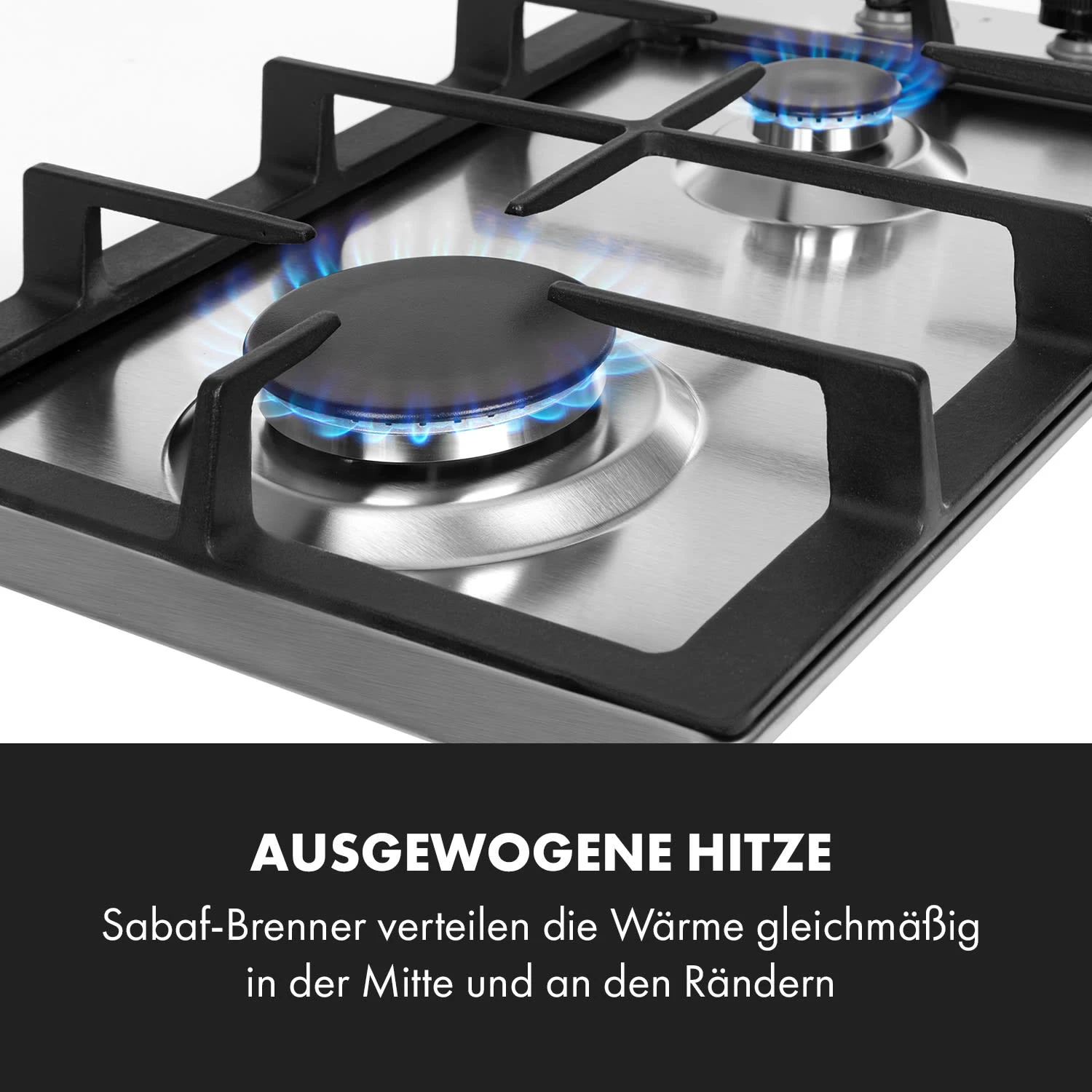 Ignito Domino Gaskochfeld 2-flammig Sabaf-Brenner Edelstahl Silber 5 Ignito Domino Gaskochfeld 2-flammig Sabaf-Brenner Edelstahl Silber – Bild 3