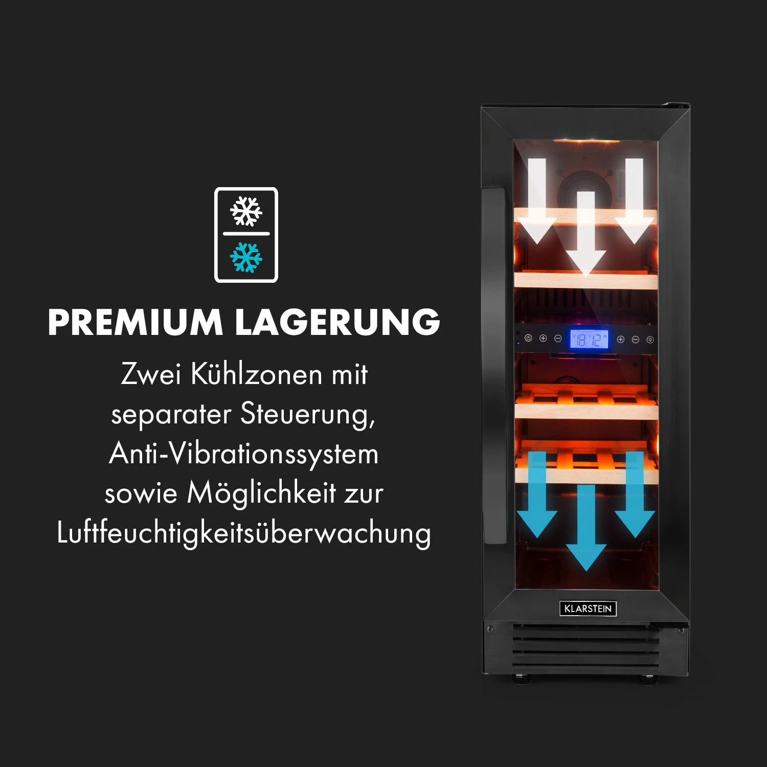 Vinovilla 17 Built-In Duo Weinkühlschrank 53l 17 Fl. 2 Zonen Glastür 8 Vinovilla 17 Built-In Duo Weinkühlschrank 53l 17 Fl. 2 Zonen Glastür – Bild 6