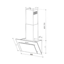 Athena 90 Dunstabzugshaube 90cm 300m³/h 69W Edelstahl -Haushaltsgeräte Store 10034195 yy 0010 dimensions