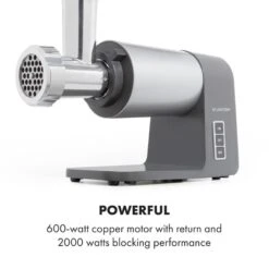 Mett Max Elektrischer Fleischwolf 600W Kupfermotor Aluminium 16 Mett Max Elektrischer Fleischwolf 600W Kupfermotor Aluminium -Haushaltsgeräte Store 10034244 yy 0007 logo Klarstein Mett Max elektrischer Fleischwolf grau