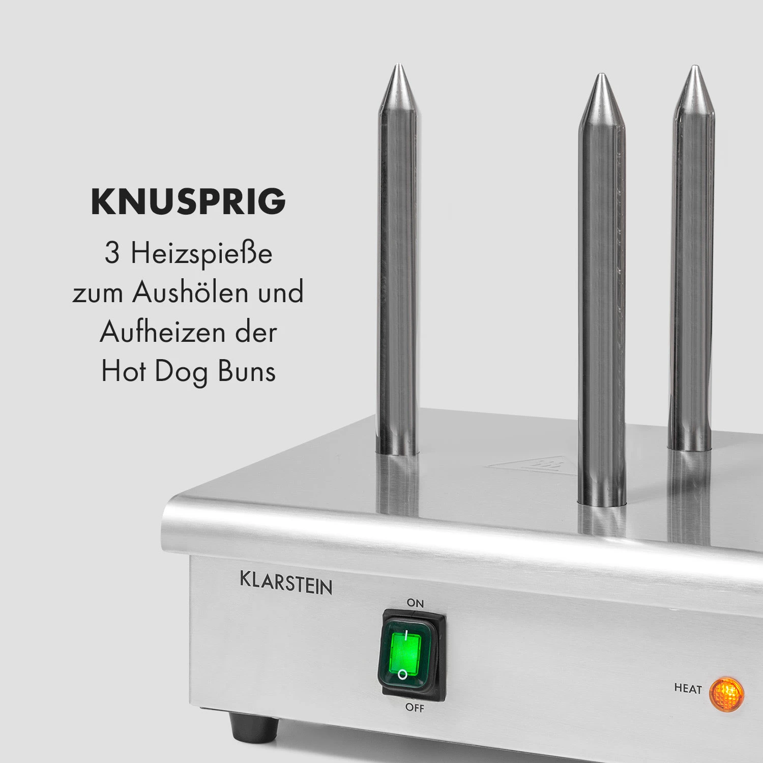Wurstfabrik 600 Hot Dog Maker 600W 3 Spieße 5L 30-100°C Glas Edelstahl 7 Wurstfabrik 600 Hot Dog Maker 600W 3 Spieße 5L 30-100°C Glas Edelstahl – Bild 5