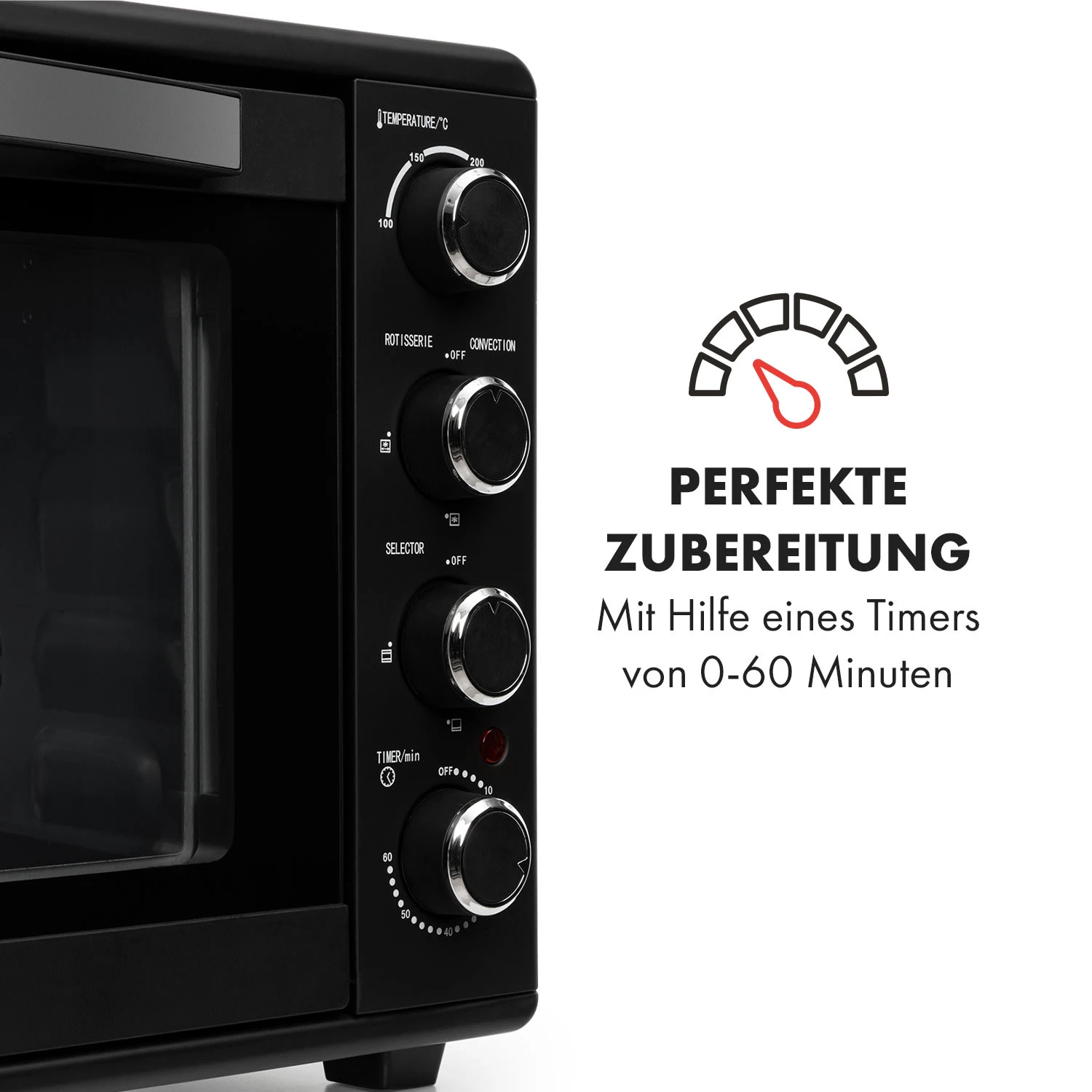 Masterchef 60 Mini-Backofen 60l 2000W 100-230 °C Timer Schwarz 7 Masterchef 60 Mini-Backofen 60l 2000W 100-230 °C Timer Schwarz – Bild 5
