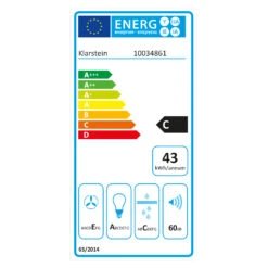 Capannina Unterbau-Abzugshaube 60cm 166m³/h LED Edelstahl Schwarz -Haushaltsgeräte Store 10034861 energy label