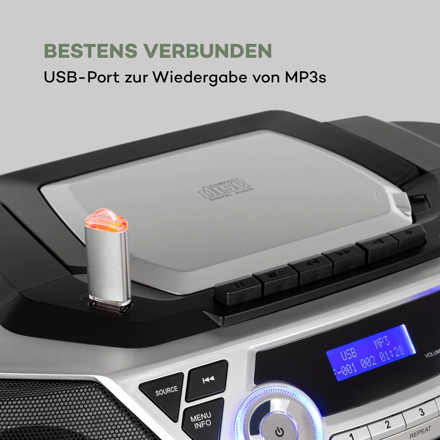 Roadie 2K Boombox CD-Player Kassettenradio DAB/DAB+ UKW Bluetooth 8 Roadie 2K Boombox CD-Player Kassettenradio DAB/DAB+ UKW Bluetooth – Bild 6