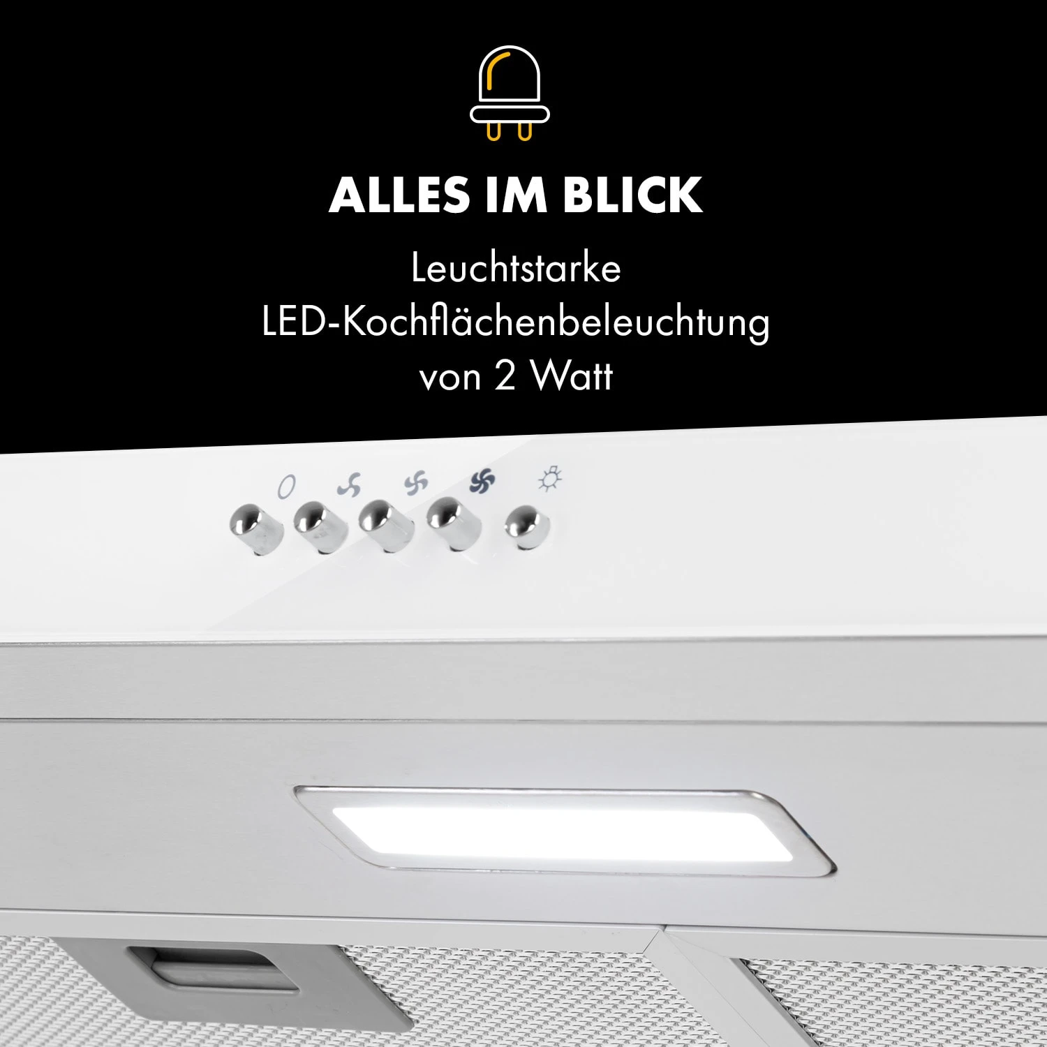 Contempo Unterbau-Dunstabzugshaube 60cm 175m³/h LED Edelstahl Acryl Weiß 8 Contempo Unterbau-Dunstabzugshaube 60cm 175m³/h LED Edelstahl Acryl Weiß – Bild 6