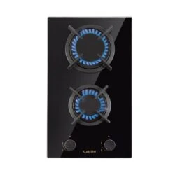 Goldflame Domino Gaskochfeld 2-flammig Messing-Brenner Glaskeramik