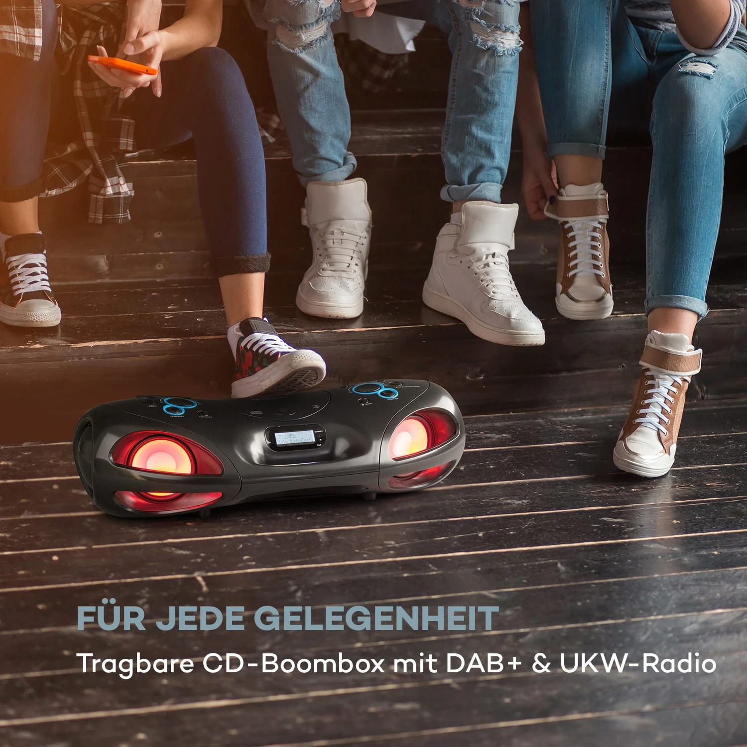 Spacewoofer DAB Boombox CD-Player DAB+ UKW Bluetooth Fernbedienung LED 4 Spacewoofer DAB Boombox CD-Player DAB+ UKW Bluetooth Fernbedienung LED – Bild 2