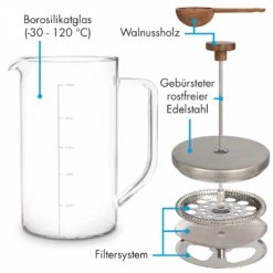 Glaswerk Ristretto French Press 1 Liter Borosilikatglas Edelstahl Walnussholz 14 Glaswerk Ristretto French Press 1 Liter Borosilikatglas Edelstahl Walnussholz -Haushaltsgeräte Store 10036368 de 0005 logo