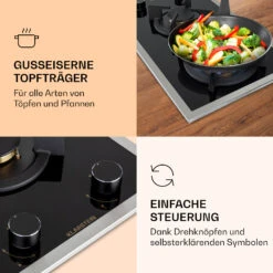 Goldflame Domino Prime Gaskochfeld 2-flammig Messing-Brenner Glaskeramik -Haushaltsgeräte Store 10037806 de 0003 logo