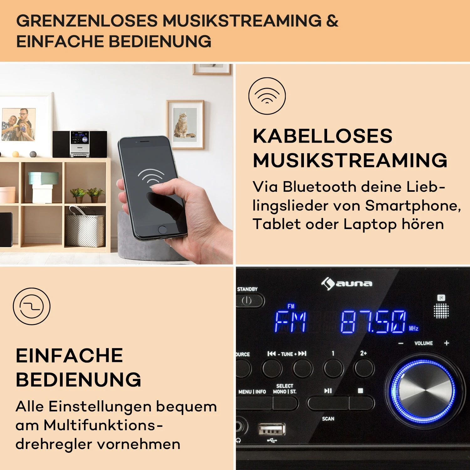 MC-40 DAB Stereoanlage UKW/DAB+ Bluetooth CD Kassette USB Fernbedienung 6 MC-40 DAB Stereoanlage UKW/DAB+ Bluetooth CD Kassette USB Fernbedienung – Bild 4