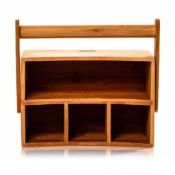 Schreibtischorganizer Tragegriff 4 Fächer 22,5x12x17cm Bambus -Haushaltsgeräte Store 10038011 yy 0003 logo