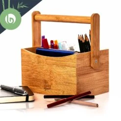 Schreibtischorganizer Tragegriff 4 Fächer 22,5x12x17cm Bambus -Haushaltsgeräte Store 10038011 yy 0006 logo