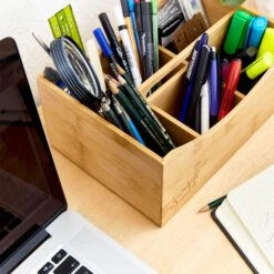 Schreibtischorganizer Stiftehalter 6 Fächer Maße: 25x12x18 Cm Bambus -Haushaltsgeräte Store 10038047 yy 0004 logo