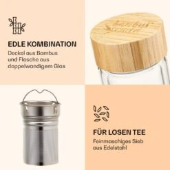 Teeflasche Mit Deckel Und Sieb 500 Ml Doppelwandiges Glas Bambus Hülle 11 Teeflasche Mit Deckel Und Sieb 500 Ml Doppelwandiges Glas Bambus Hülle -Haushaltsgeräte Store 10038238 de 0003 logo