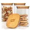 Eckiges Glas Mit Bambusdeckel Luftdicht Mit Silikonring 10x16x10 Cm 3x 1200 Ml -Haushaltsgeräte Store 10038257 yy 0001 titel