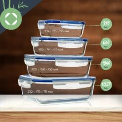 Rechteckige Glasbox 1520 Ml, 1040 Ml, 640 Ml, 370 Ml Mit Deckel 4er-Set -Haushaltsgeräte Store 10038296 yy 0008 logo