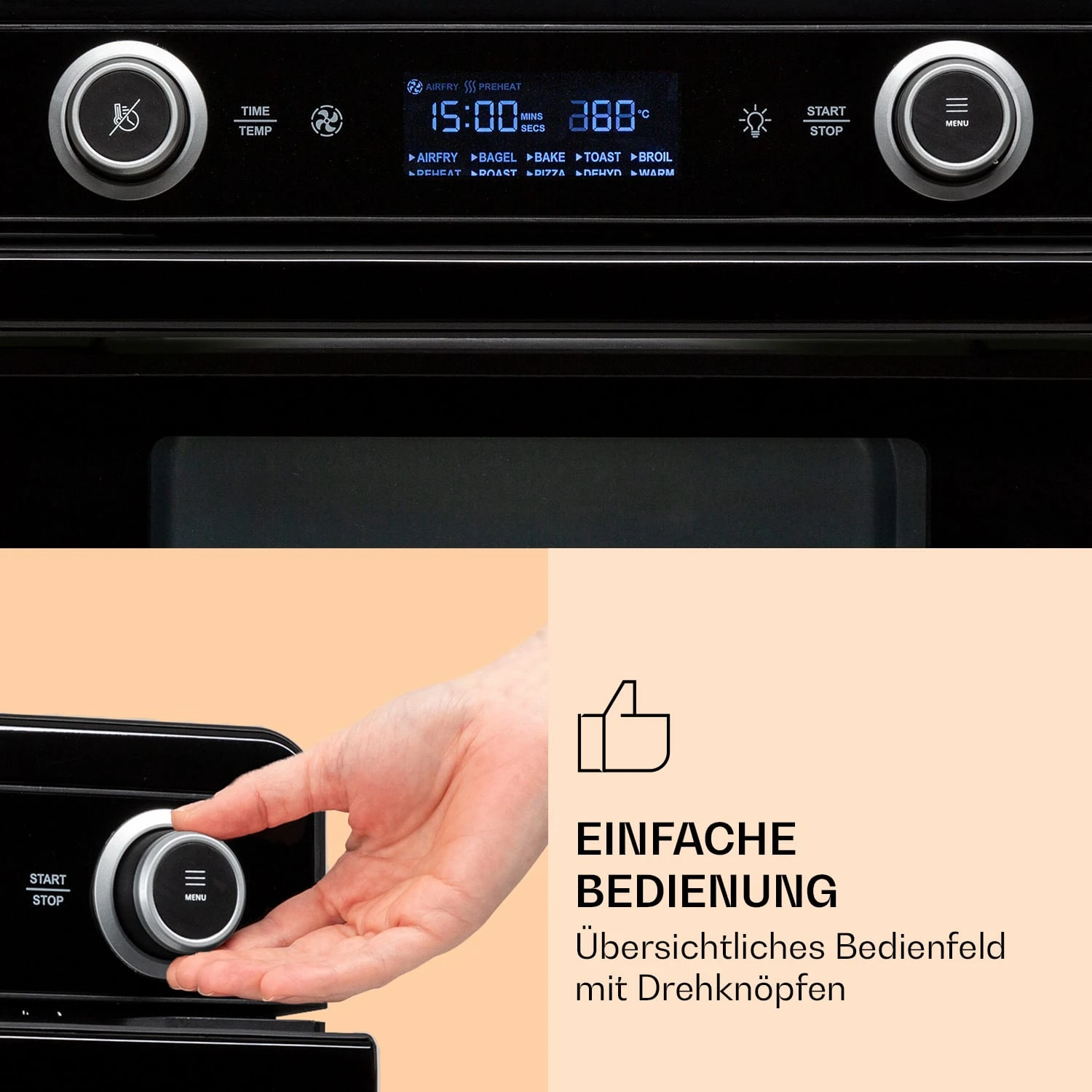 AeroVital Jumbo 3-in-1 Heißluftfritteuse Toaster Dörrautomat 1550 W 18 Liter 5 AeroVital Jumbo 3-in-1 Heißluftfritteuse Toaster Dörrautomat 1550 W 18 Liter – Bild 3