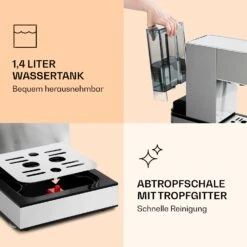 Pausa Espressomaker 1350 Watt 20 Bar Druck Wassertank: 1,4 Liter Edelstahl -Haushaltsgeräte Store 10038393 de 0007 logo